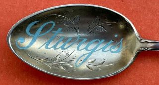 Big 5 - 7/8” & Fancy Enamel Sturgis South Dakota Sterling Silver Souvenir Spoon