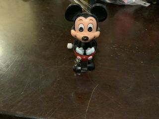 Vintage Mickey Mouse Wind Up Toy Walking 1977 Disney Productions Tomy