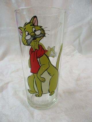 Vintage 1977 Walt Disney Productions Tall Glass Rufus The Rescuers
