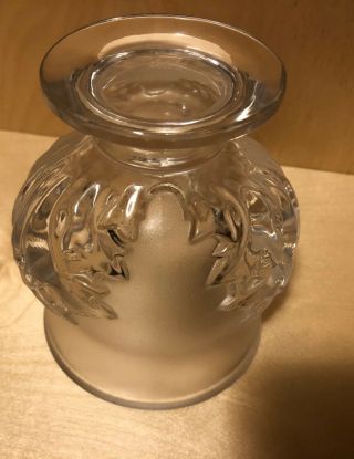 Vintage Lalique France St Cloud Frosted Footed Acanthus Vase 4 1/2 