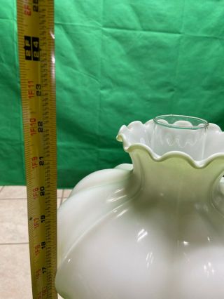 Vintage Hurricane Green/White with Hanging Crystals Table Lamp 2