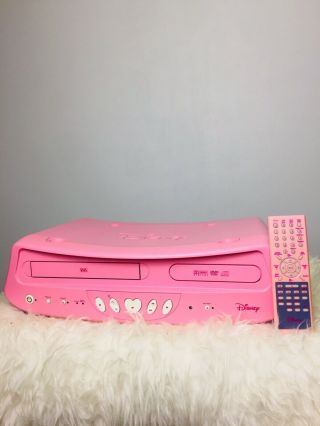 Vintage Disney Princess Dvd/vhs Combo Player Pink With Remote