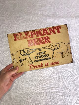Vintage Carlsberg Elephant Beer Sign - Rare - Bar Advertising Old Metal