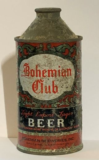 Bohemian Club Cone Top Beer Can,  Light Export Lager,  Irtp,  Spokane Wa,  Empty