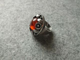 N.  E.  From Vintage Sterling Silver Ring With Amber Denmark
