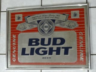 Vintage Bud Light Beer Mirror Sign 19x25 " Water Fast S/h