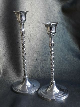 Vintage Georgian Style Silver Plated Twist Candlesticks