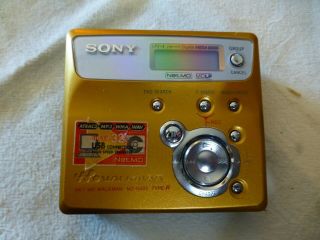 Vintage " Sony Walkman Gold Portable Minidisc Record Mz - N505 - With Disc - Very Good