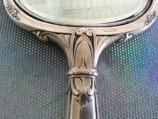 Antique Vintage Sterling Silver Hand Mirror Vanity Ornate 13 