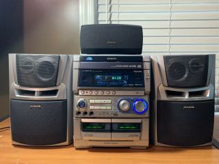 Vintage Aiwa 2000 Cx - Nhmt75 Stereo System With Two Speakers And Surround Sound