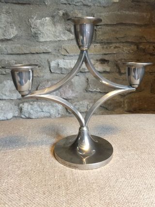 Vintage Art Deco Ianthe Silver Plate Three Branch Candelabra Candlestick England