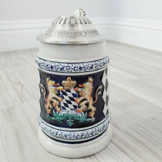 Dragon Beer Stein Made In Germany Handpainted Medieval Mug Pitcher Royalty Crown