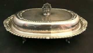 Vintage Sheridan Silver Plated Covered Butter Dish With Insert