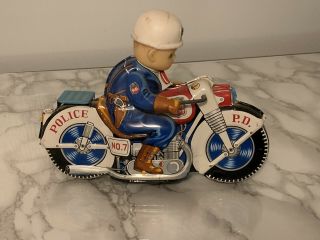 Vintage Tin Motorcycle Toys Haji Police P.  D.  Made In Japan In 1960 