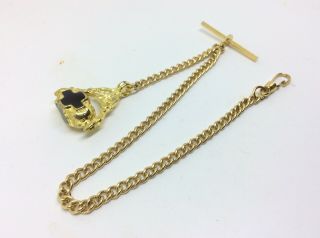 Vintage 9ct Rolled Gold Albert Chain Pocket Watch Fob Chain & Swivel Fob