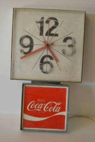 Vintage Enjoy Coca Cola Lighted Wall Clock Plastic Advertising Mancave