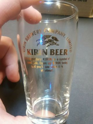 Set Of 6 Vintage Kirin Beer Glasses Made In Japan Limited Edition Gold Logo Nib