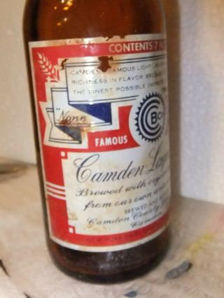 Vintage ACL Painted Label Beer Bottle Camden Lager Jersey NJ 1950 ' s 3