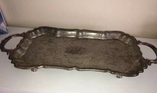 Vintage Leonard Silver Large Footed Serving Tray 26” X 11” X 2½” Silverplate