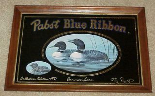 1991 Pabst Blue Ribbon Beer Common Loon Wildlife Hunting Mirror