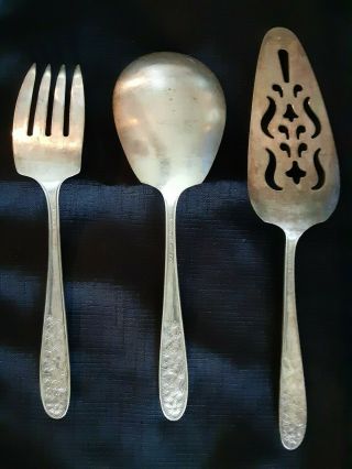 Vintage Silverplated Serving Set of 3 - National Silver Co.  NARCISSUS Pattern 2