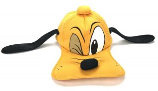Disney Parks Pluto Hat With Ears Cap Adult Size Cosplay Plush Dog Face Yellow