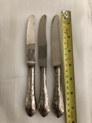 SET 3 Dessert Forks And 3 Knives Vintage SOLINGEN.  800 SILVER ornate FILIGREE 2