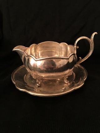 Vintage Reed & Barton Winthrop Silverplate Footed Gravy Boat & Underplate 1795a