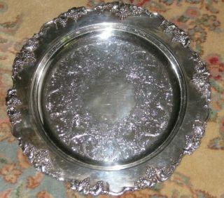 E.  G.  Webster & Son Grapes Leaves Silver Plate 14 " Round Serving Tray Platter
