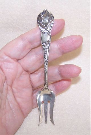 Art Nouveau Watson Co Sterling Silver Cocktail Fork - Christmas Holly Pattern