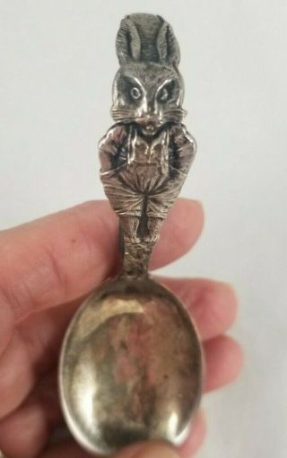 Vintage Sterling Silver Peter Rabbit Baby Spoon Bunny