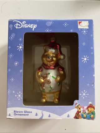 Disney Winnie The Pooh Blown Glass Christmas Ornament