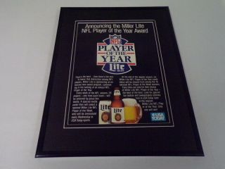 1989 Miller Lite Beer / Nfl 11x14 Framed Vintage Advertisement