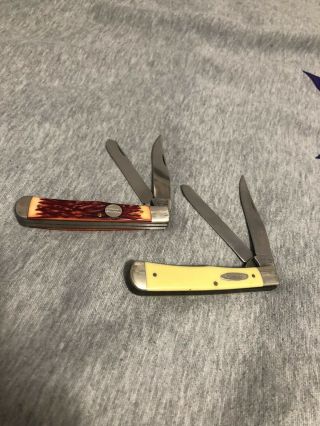 Classic Camillus 717 Yellow Jacket Trapper And Red Bone Trapper