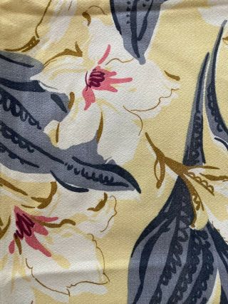Vintage Barkcloth Fabric Drapes Saison Floral Print 4 Panels & 2 Valances