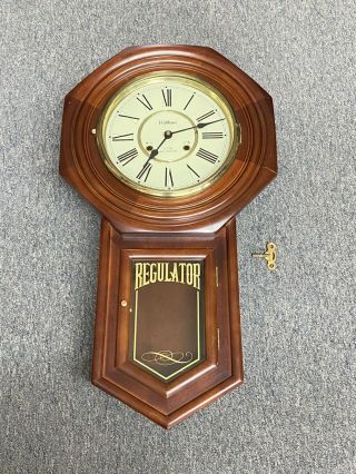 Vintage Waltham Regulator 31 Day Chime Wooden Wall Clock W/ Key (no Pendulum)