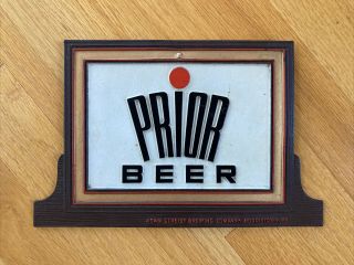 Vintage 1950s Scheidt’s Prior Beer Embossed Bar Advertising Sign Norristown Pa
