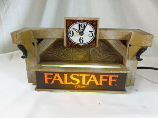 Rare Vtg Falstaff Beer Clock Register Topper Lighted Sign