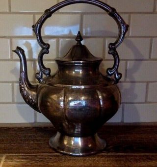 Vintage Silver On Copper Ornate Tea / Coffee Pot Silver Over Copper