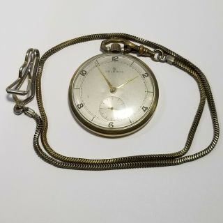 Vintage Helbros 17 10k Rolled Gold Plate Open Face Pocket Watch Stellar