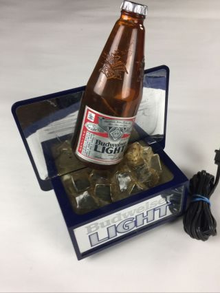 Vintage Budweiser Light Beer Bottle Ice Cube 3d Lighted Bar Sign