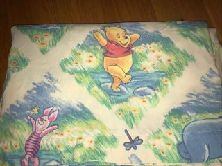 Vintage 2pc.  Disney Winnie The Pooh Fitted & Flat Sheet Set Standard Twin Size