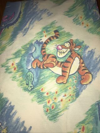 Vintage 2pc.  Disney Winnie the Pooh Fitted & Flat Sheet Set Standard Twin Size 3