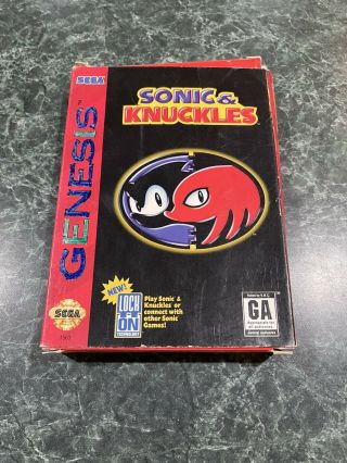 Vintage 1994 Sega Genesis Sonic & Knuckles Video Game W/ Box.