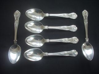 Set Of 6 Vintage Silver Plated Dessert Spoons Kings Pattern Viners 7 "