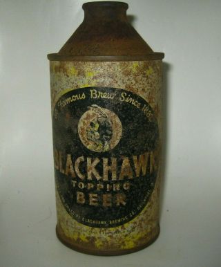 Old Blackhawk 4 Cone Top Beer Can Davenport,  Iowa Irtp