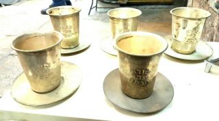 Rare Set Of 5 Antique Silver Plated Cup Vintage 100 Old.