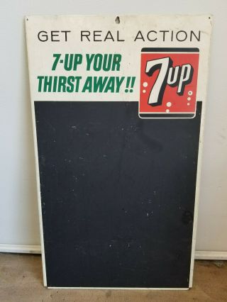 Vintage Metal Orig 7 Up Your Thirst Away Chalkboard Advertising Menu Sign 24x14 "