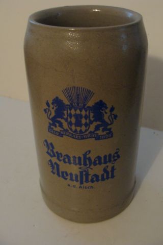 Older German Beer Mug Stein Brauhaus Brewery Neustadt A.  D.  Aisch Germany 1 L