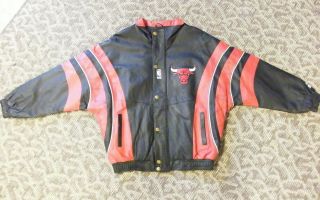 Look Vintage Chicago Bulls Leather Starter Jacket Jordan Pippen Men 